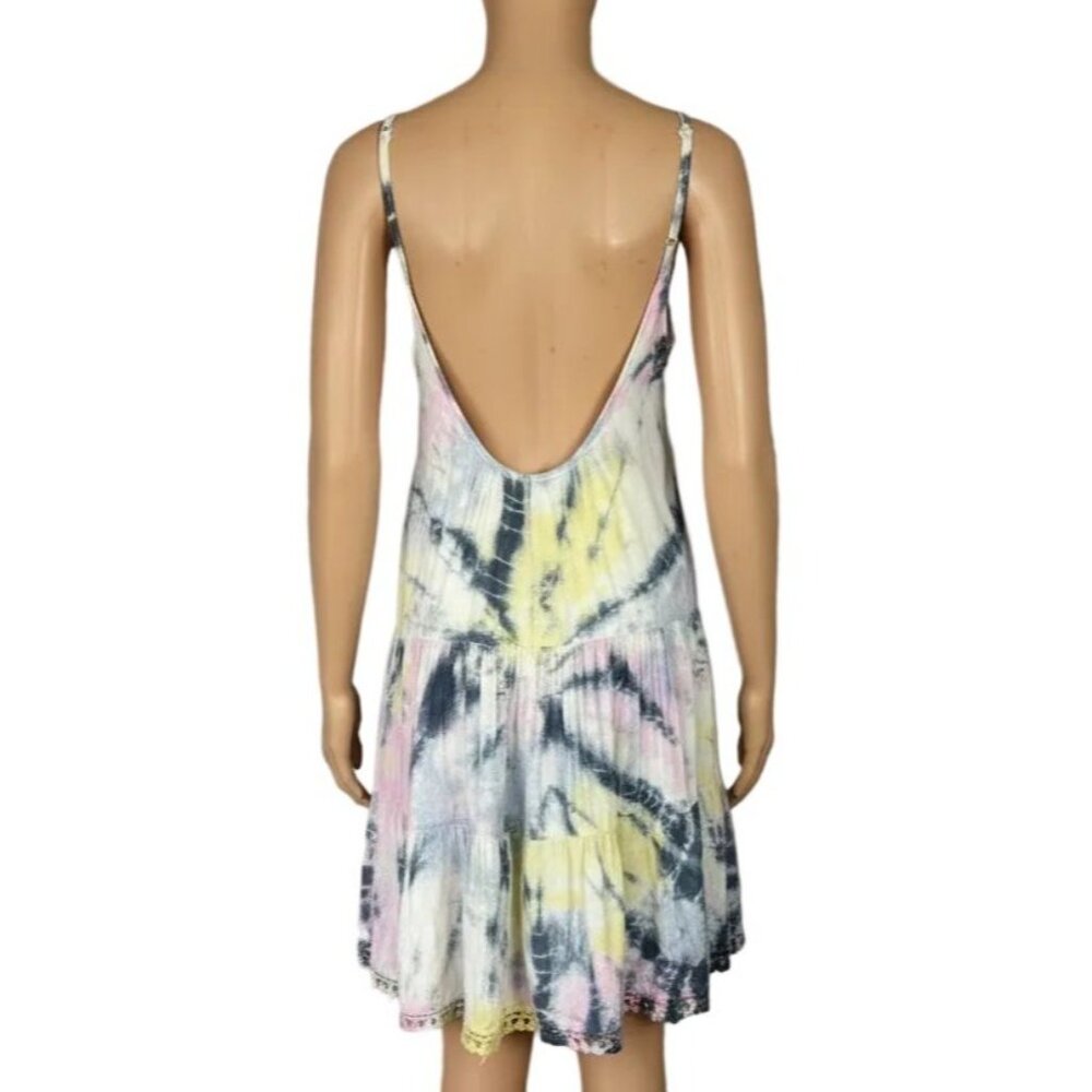 Raviya XL Tie-Dye Swim Cover-up Mini Dress Tiered Babydoll Retro Swimwear Cover - Picture 7 of 9